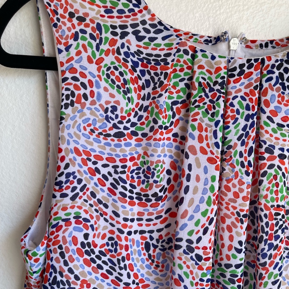 Liz Claiborne Sleeveless Multicolor Swirl Print Top White/Pink/Blue/Green Size L - Picture 4 of 9